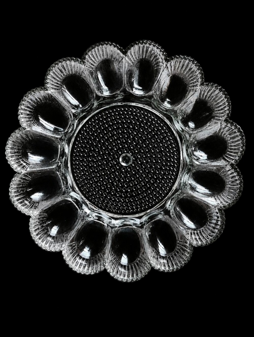 Indiana Glass Hobnail Vintage Deviled Egg Easter Tray 1000 Eyes Serving Dish EUC